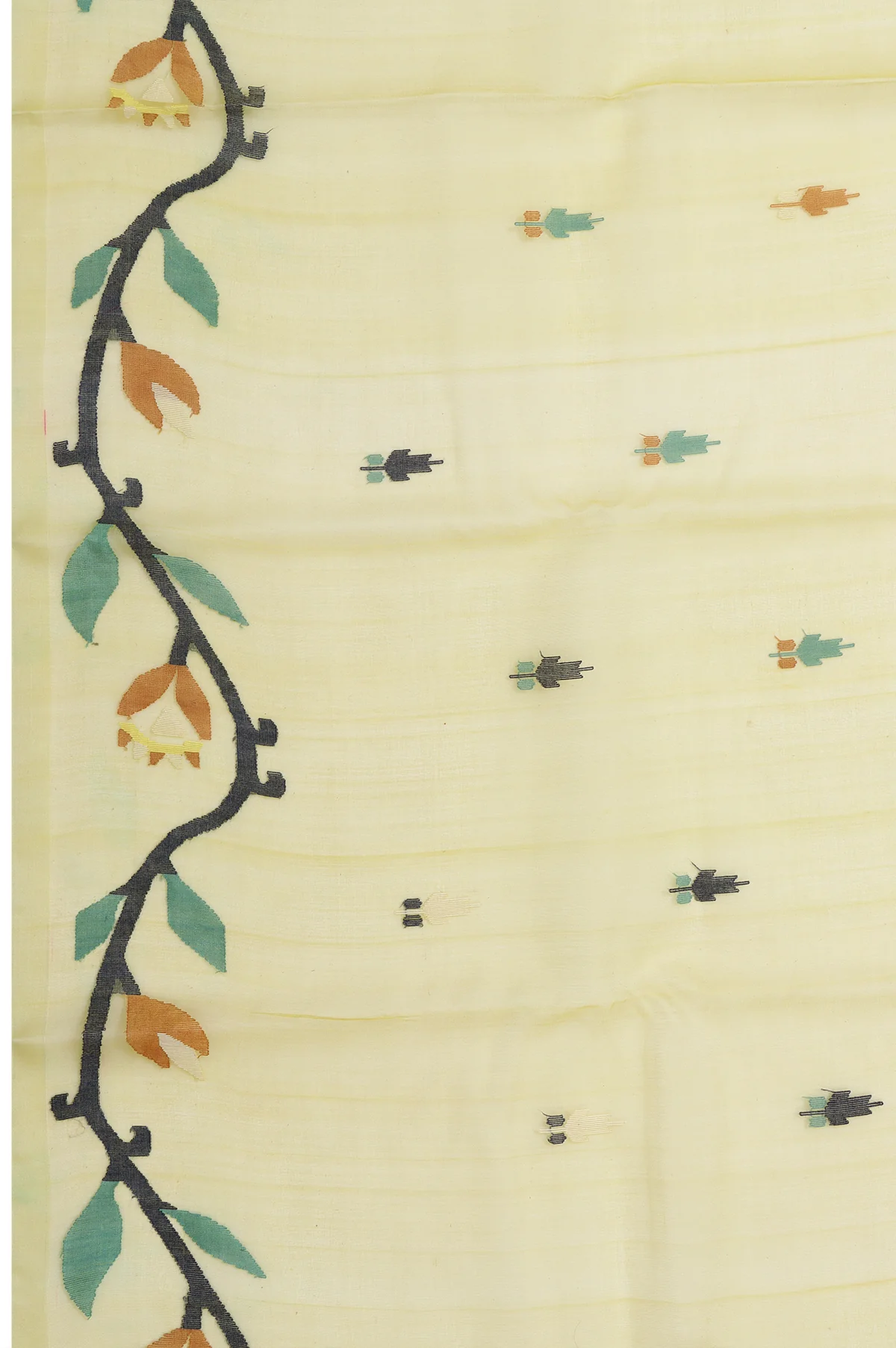 Parrot Green Bengal Jamadani Saree - Image 4