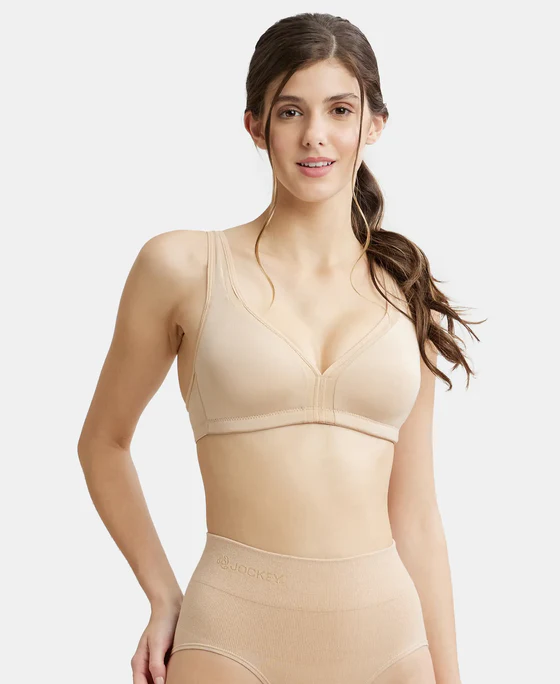 Light Skin Wire free Non Padded Soft Touch Microfiber Elastane Stretch Full Coverage Everyday Bra