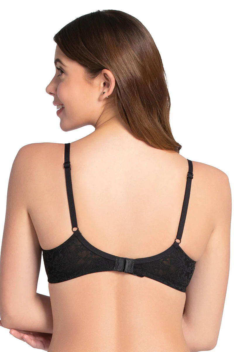 Floral Romance Black-Sea Pink Padded Wired Lace Bra - Image 5