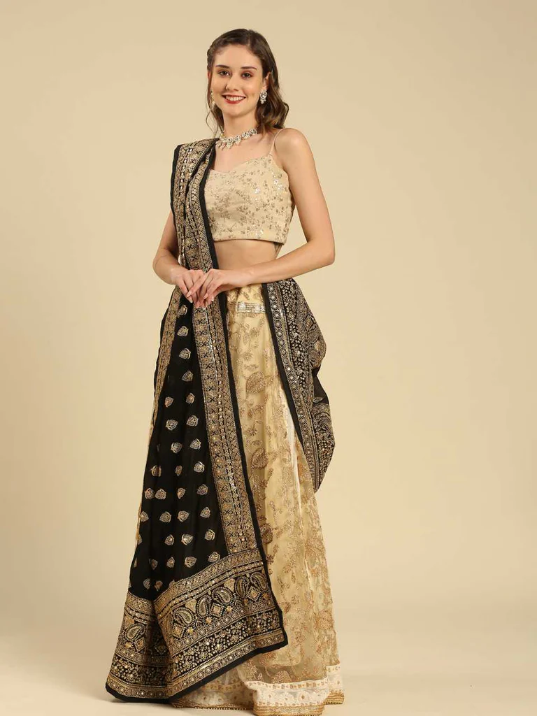 Heavily Embroidered Designer Georgette Dupatta - Image 7