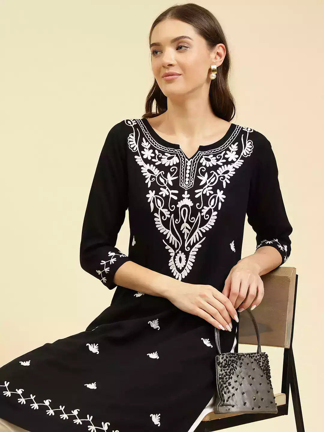 Black Kashmiri Kurti - Image 5