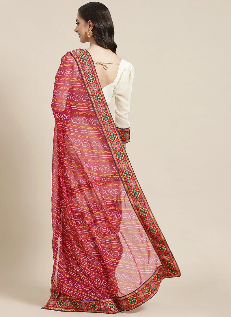 Embroidery Kutch Work Peacock Pattern Saree Festive Wear - Image 2