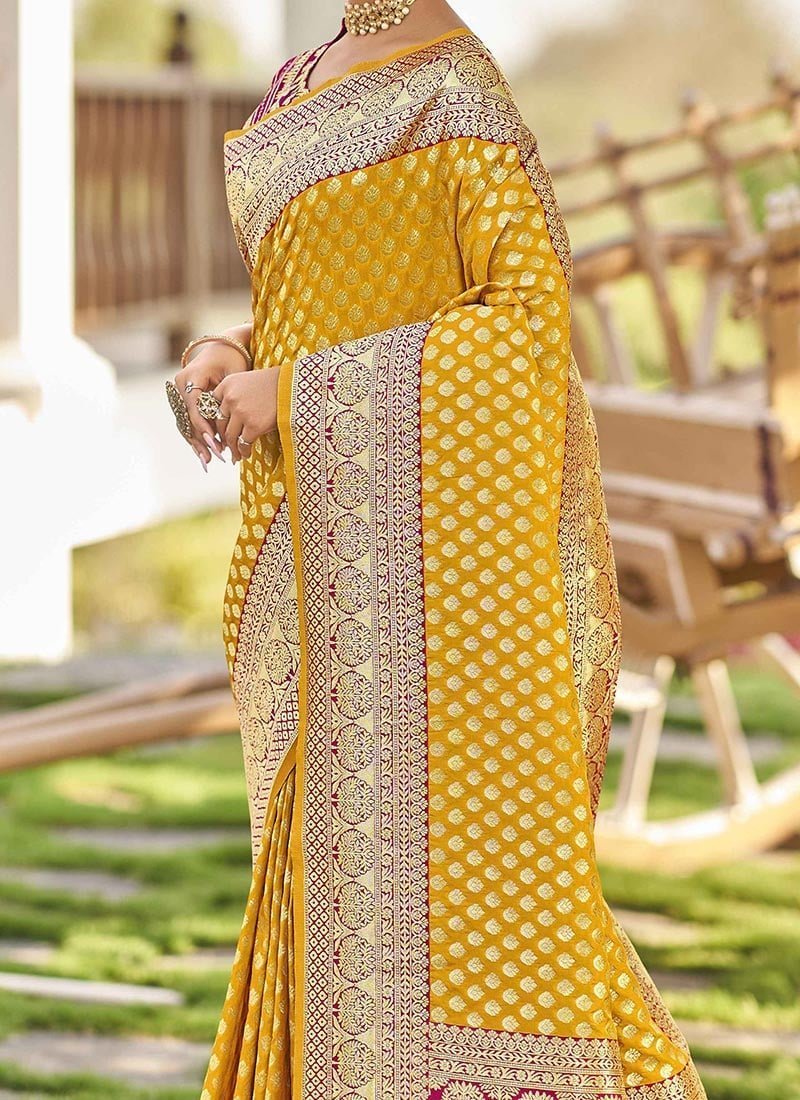 Benarasi Silk Jacquard Zari Saree Festive Wear - Image 9