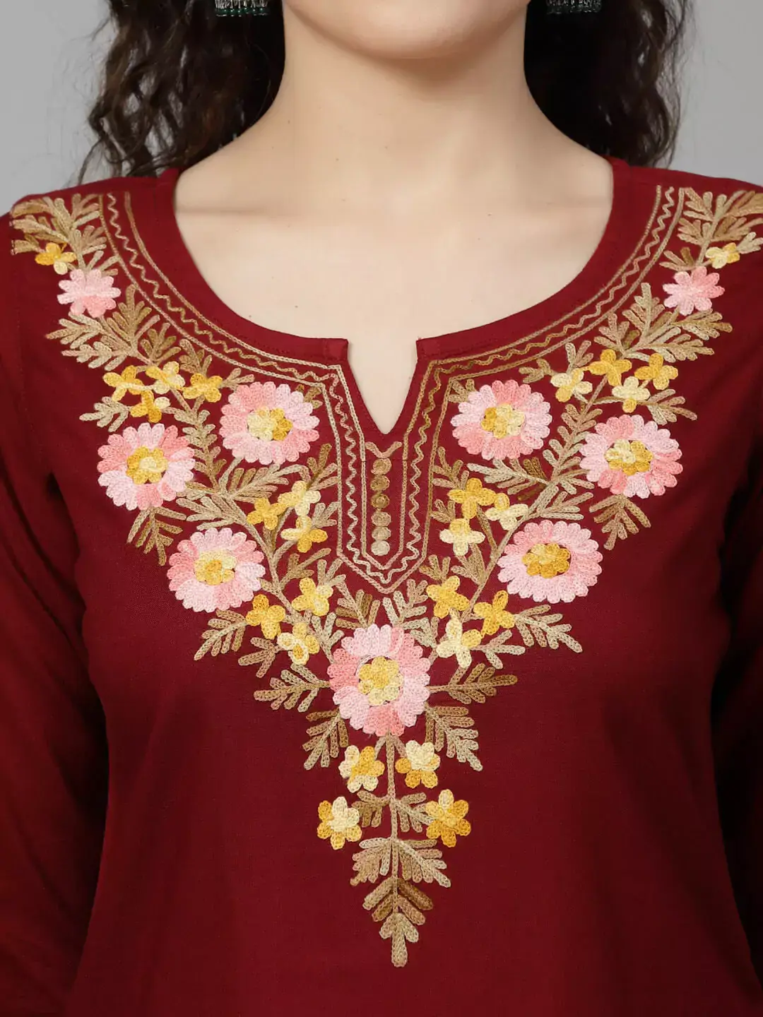 Israa Maroon Short Kurti - Image 2