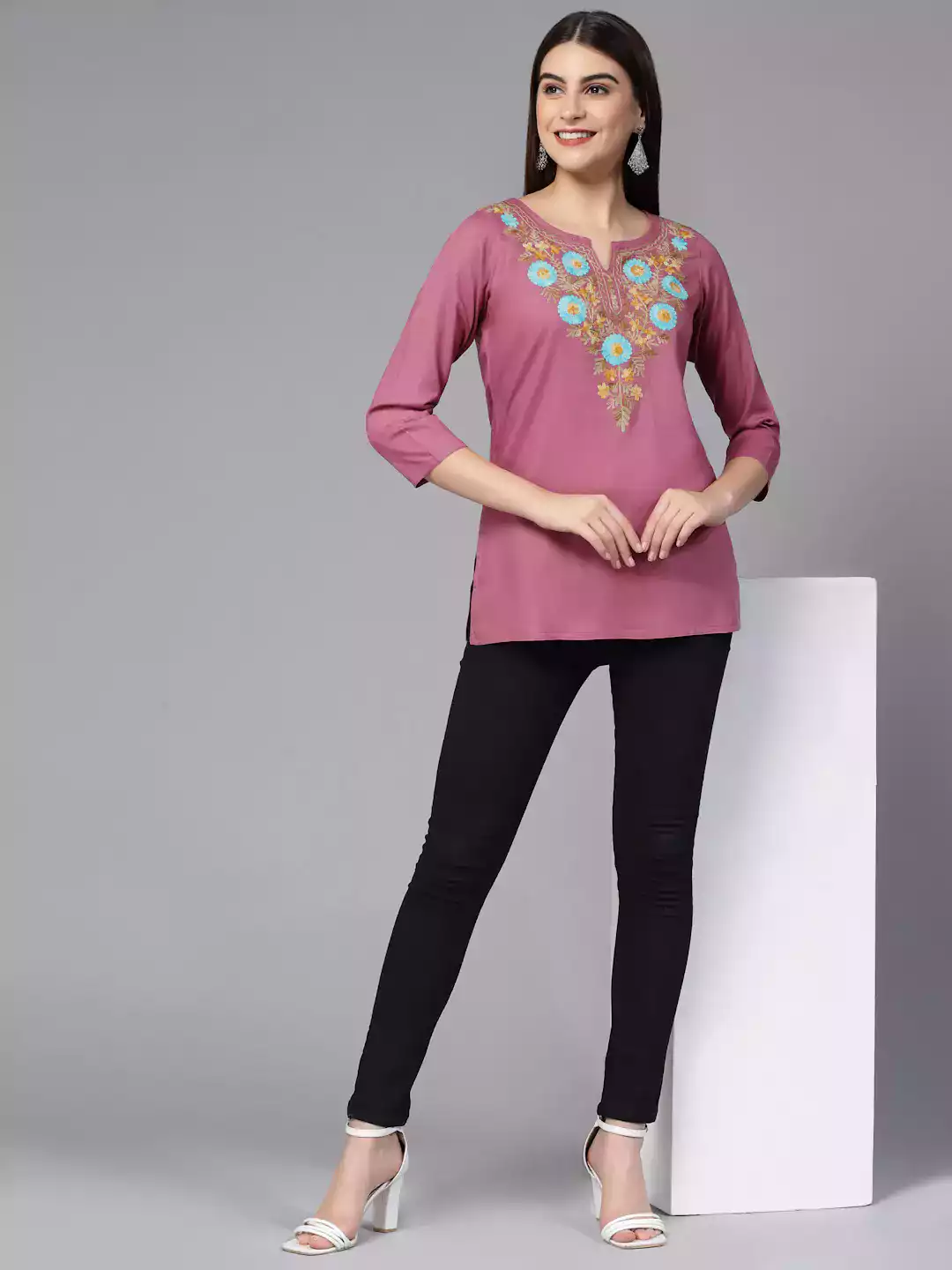 Israa Pink Short Kurti - Image 3