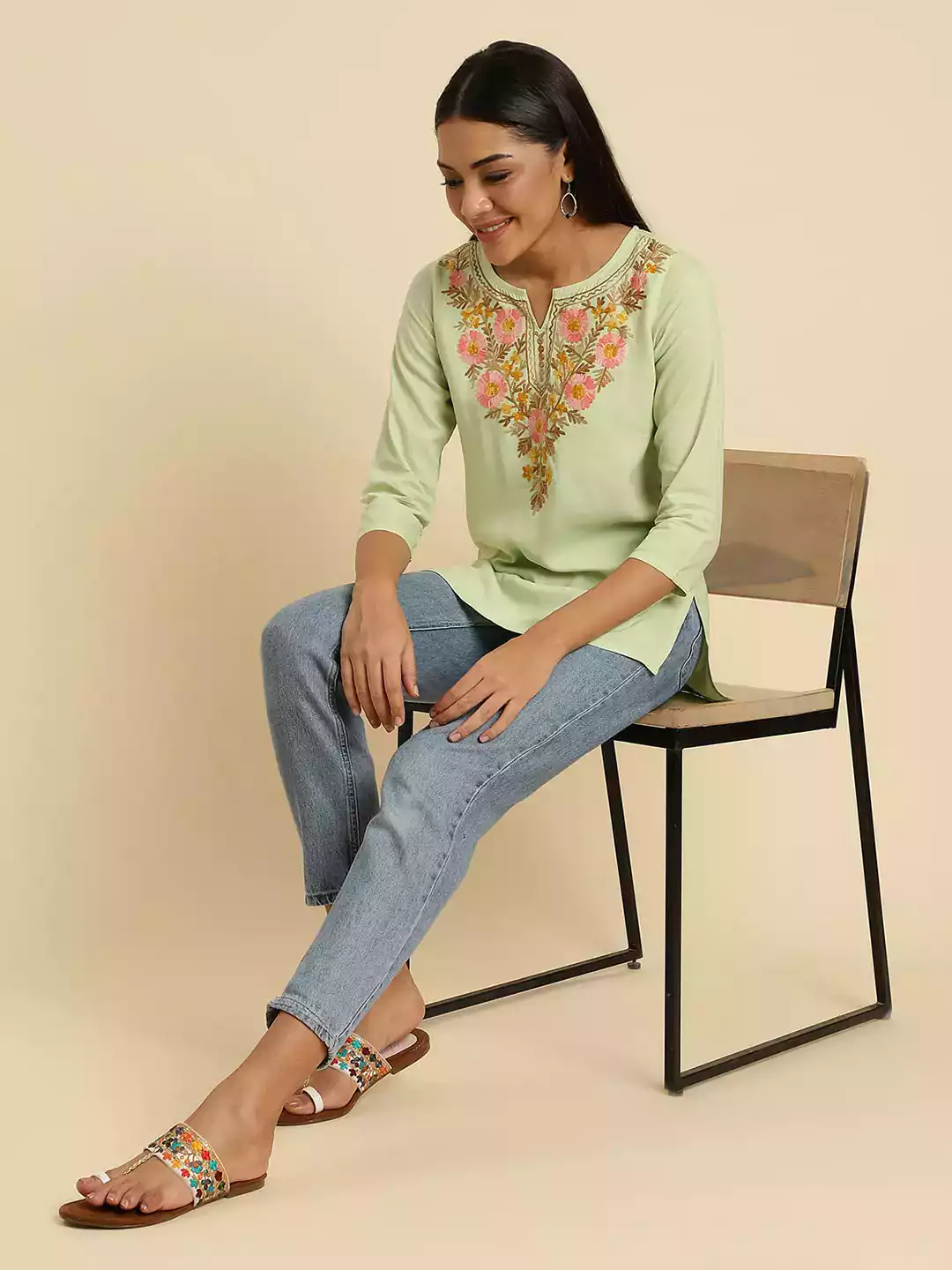 Israa Pista Green Short Kurti - Image 5