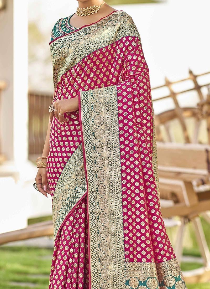 Benarasi Silk Jacquard Zari Saree Festive Wear - Image 12