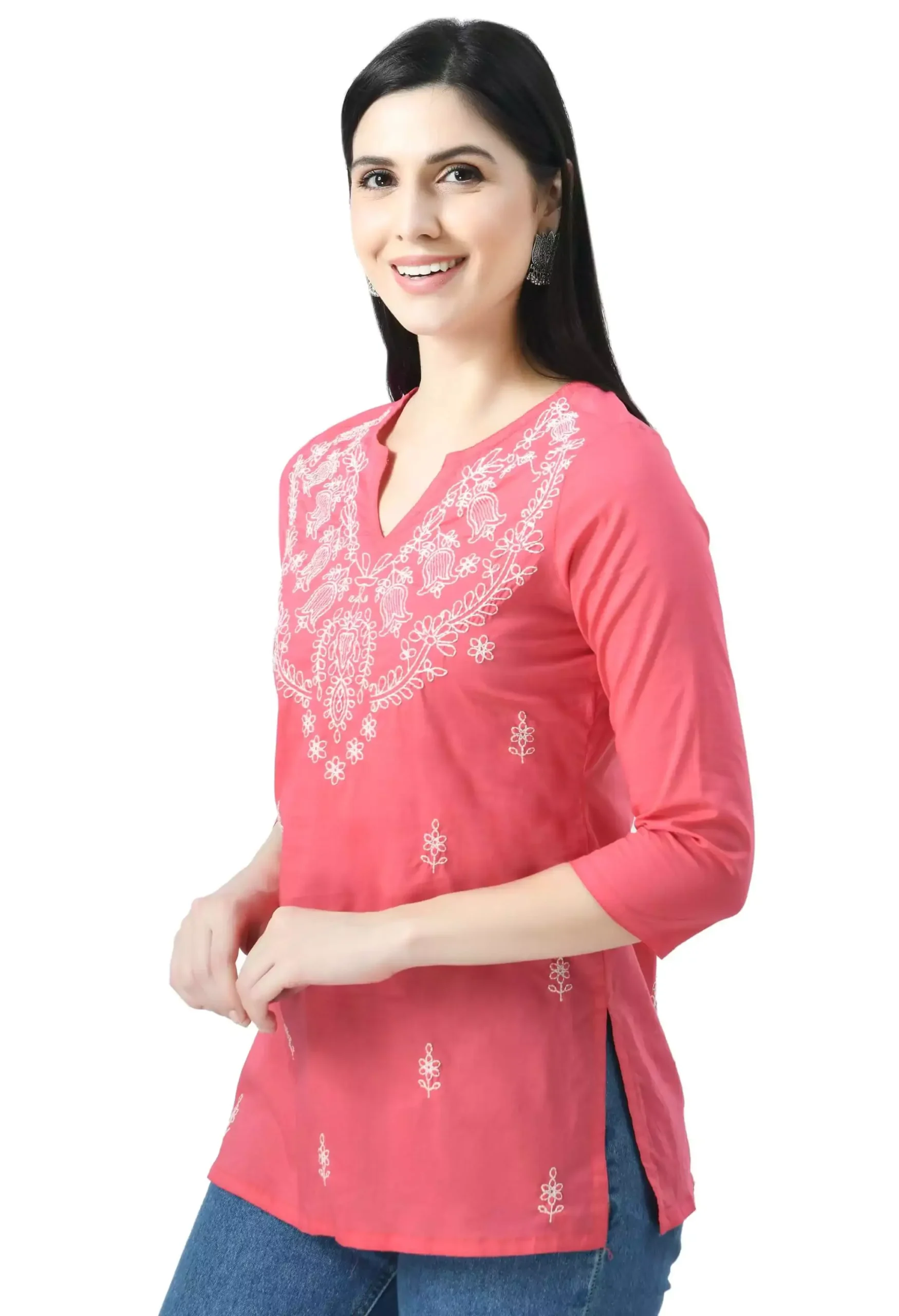 Pink Chikankari Short Kurti - Image 6