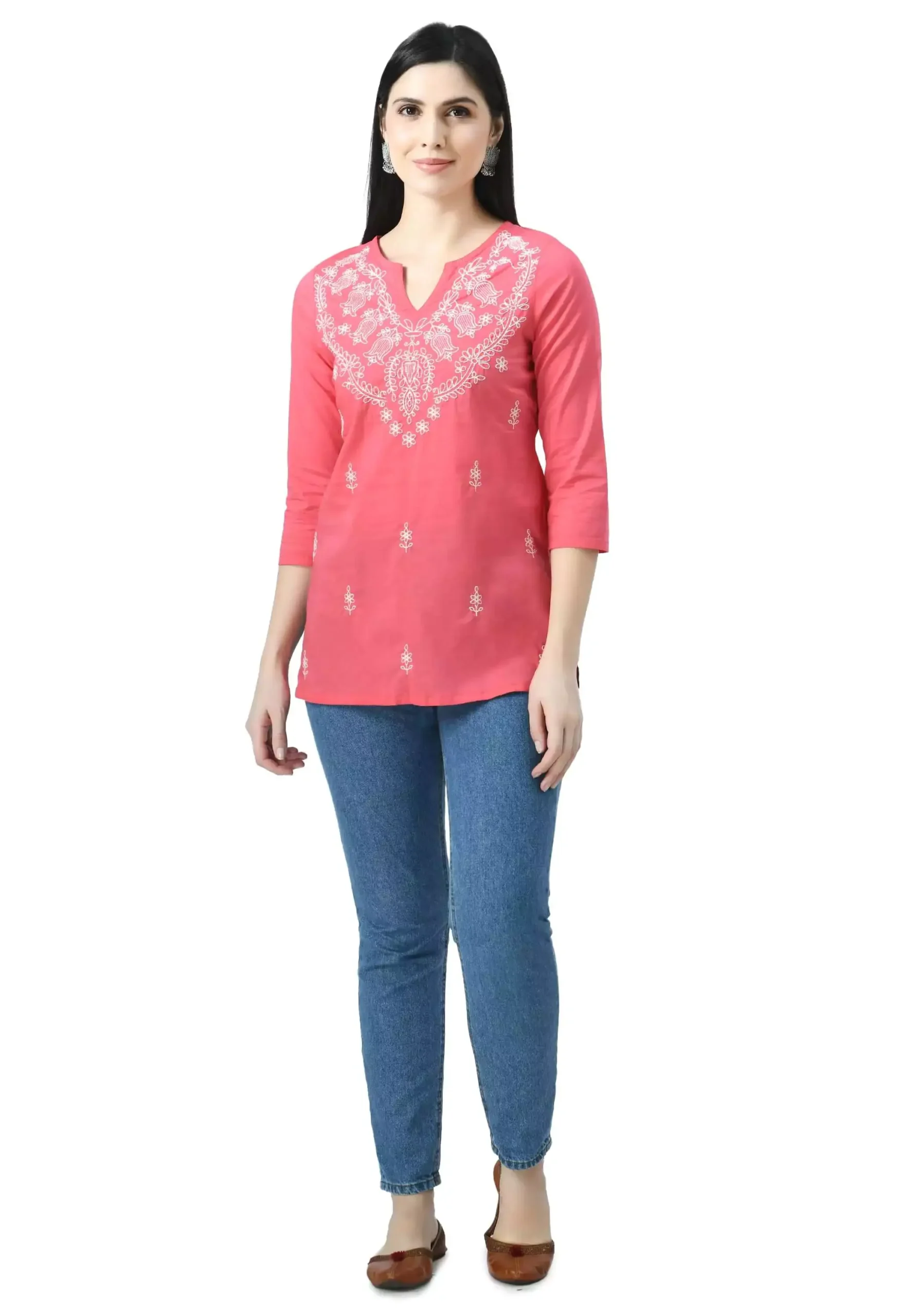 Pink Chikankari Short Kurti - Image 4