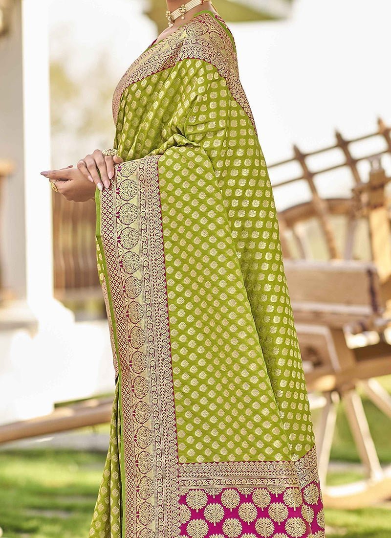 Benarasi Silk Jacquard Zari Saree Festive Wear - Image 6