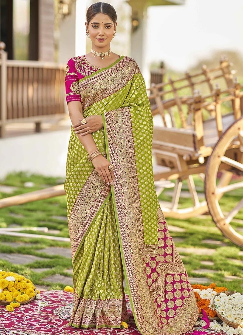 Benarasi Silk Jacquard Zari Saree Festive Wear - Image 5