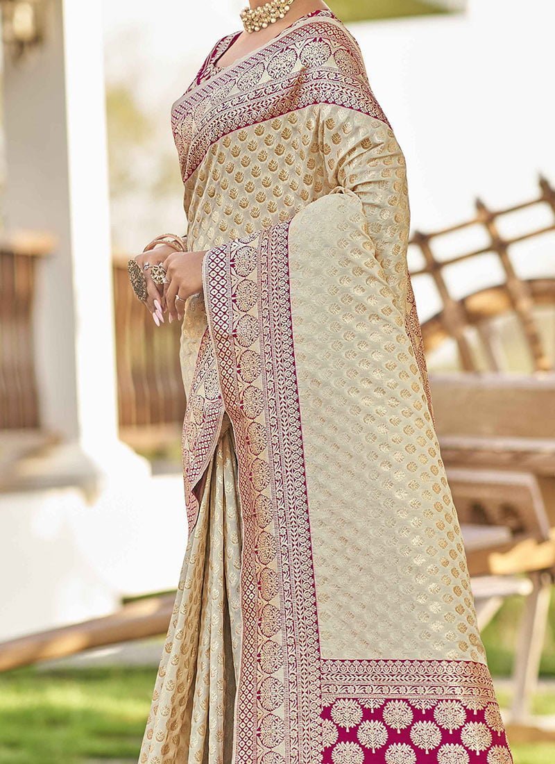 Benarasi Silk Jacquard Zari Saree Festive Wear - Image 3