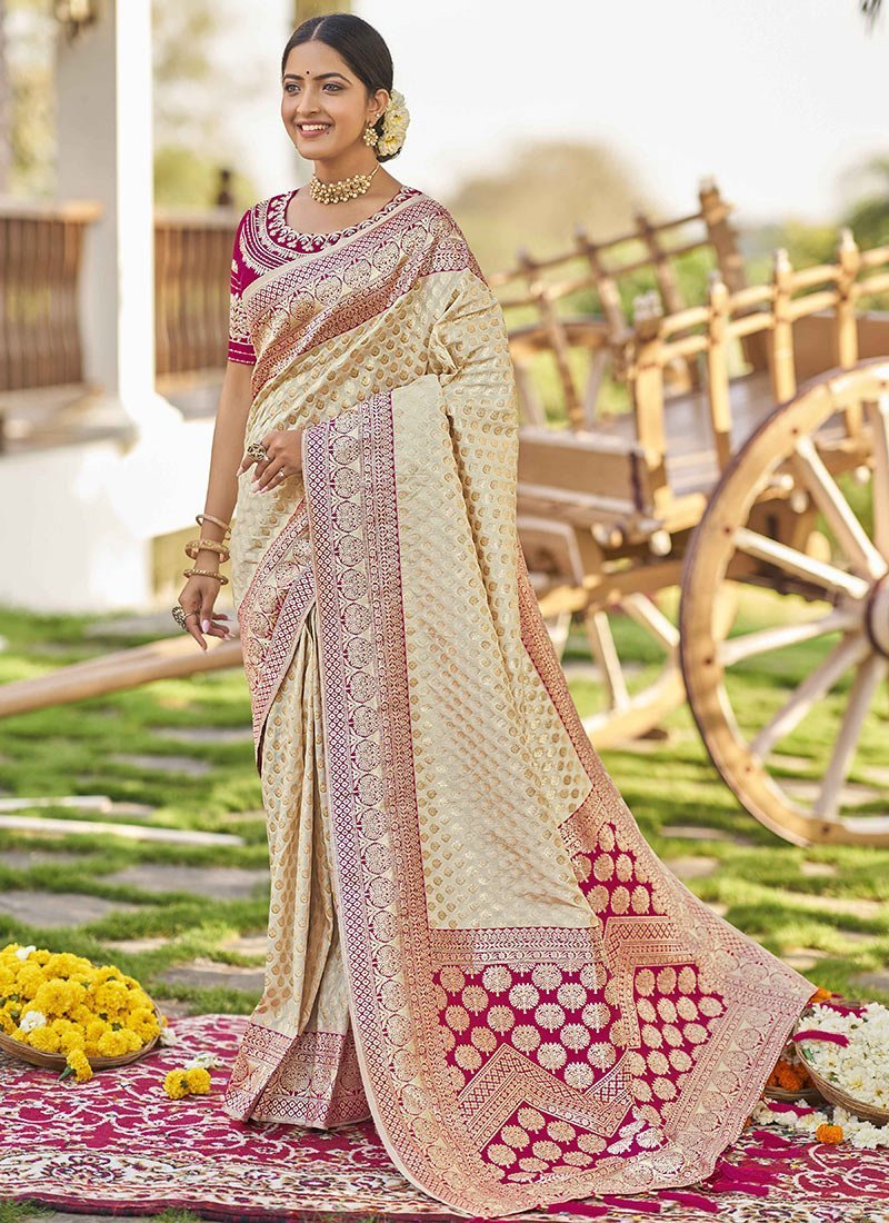 Benarasi Silk Jacquard Zari Saree Festive Wear
