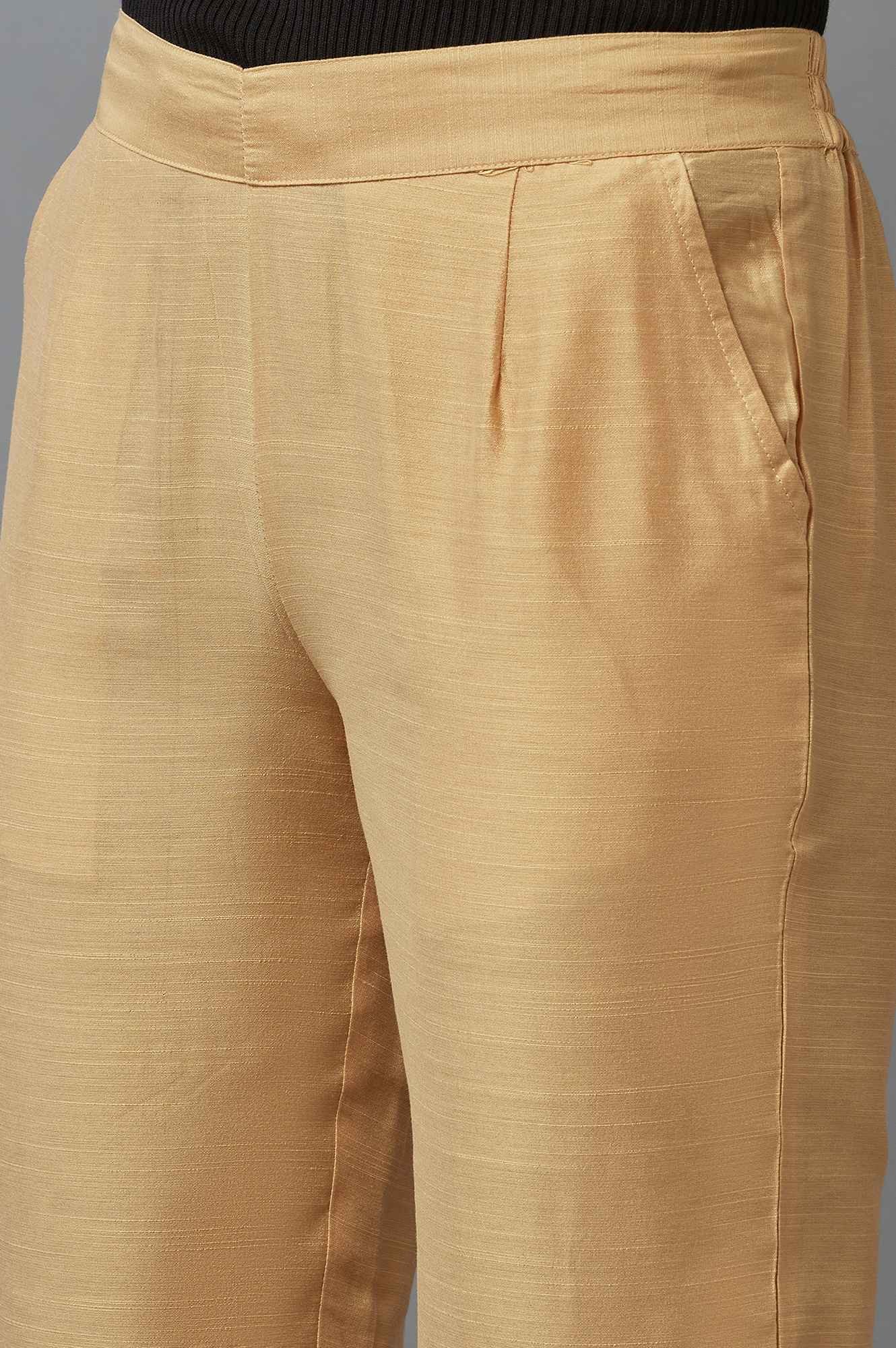 Regular Fit Solid Straight Fit Woven Trousers With Elasticated Waistband - Image 6