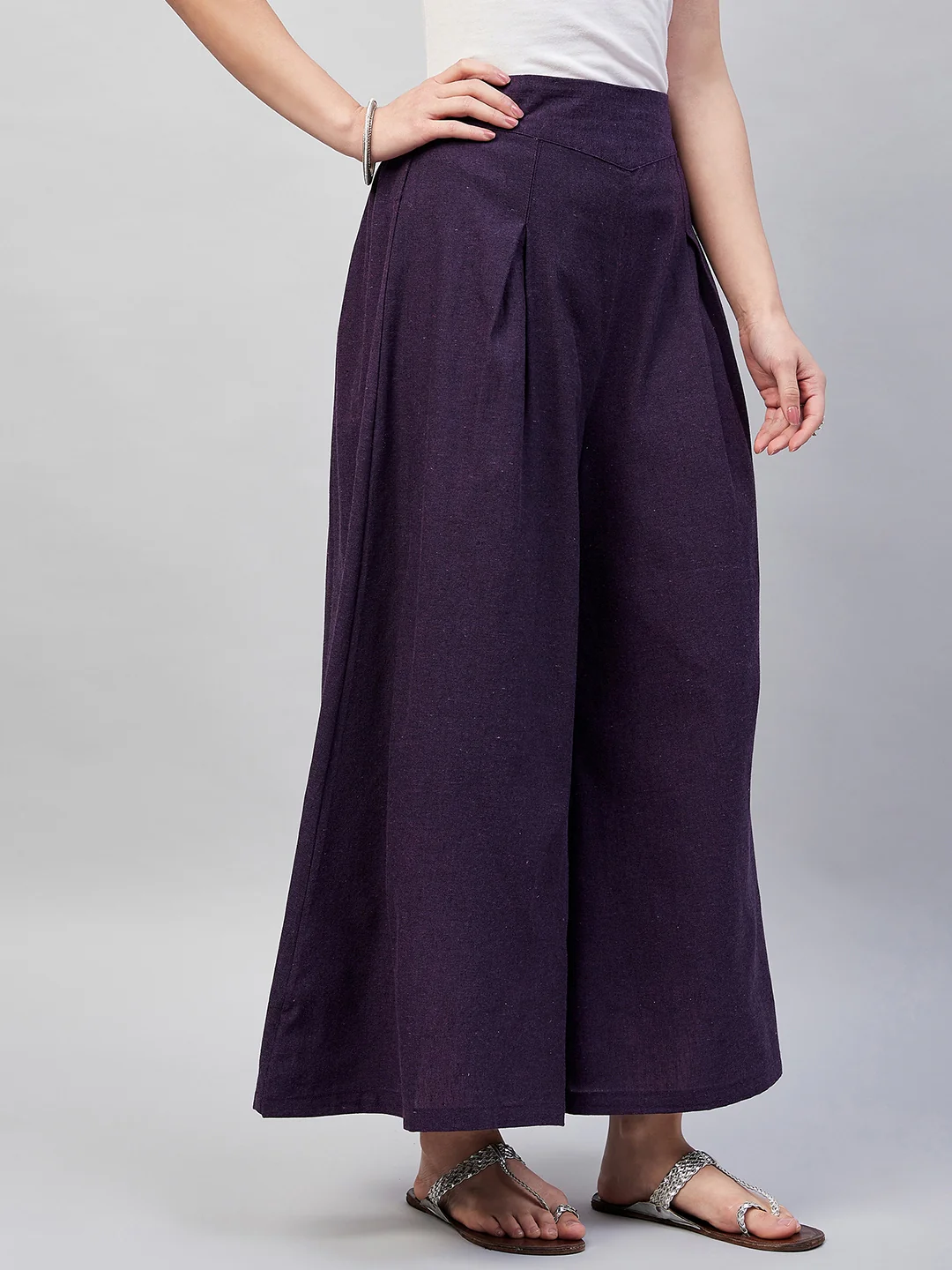 Wine Smart Casual Handloom Palazzo - Image 5