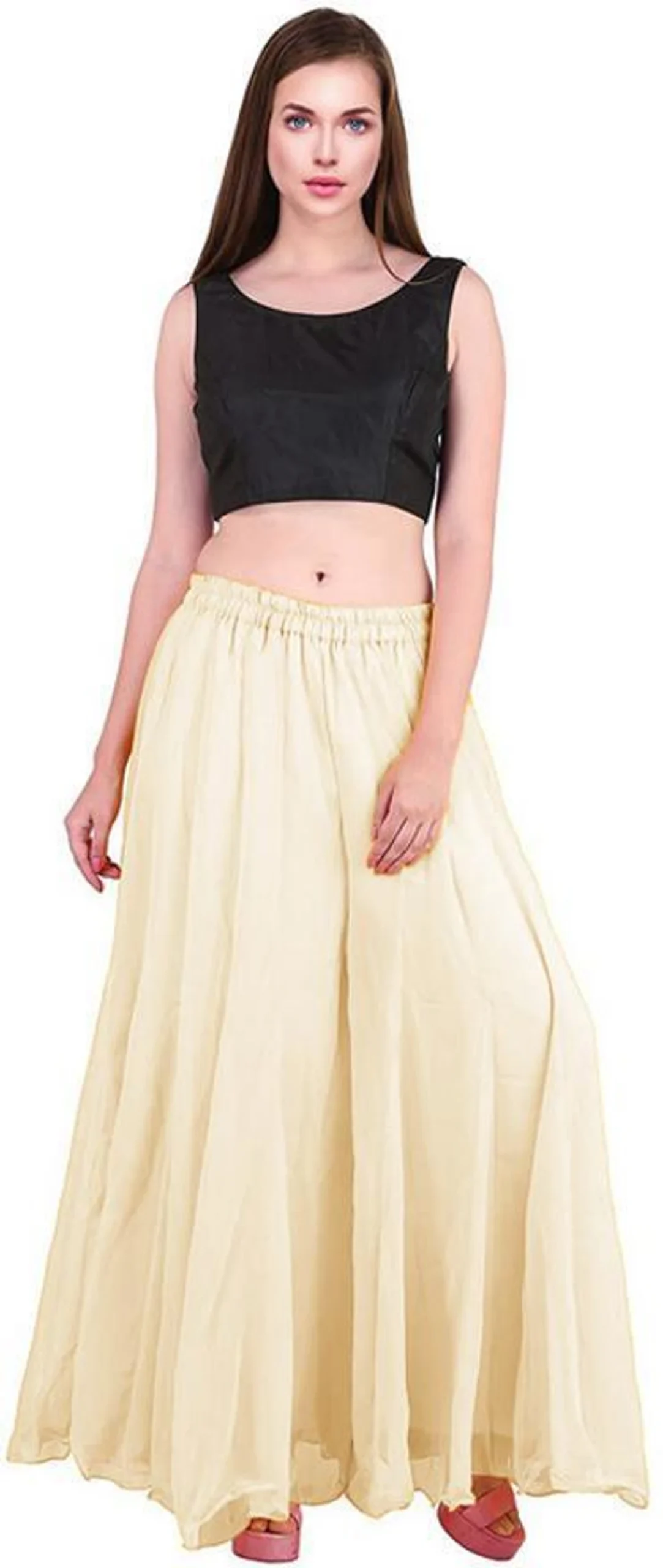 Women Flared Red Georgette Trousers - Image 5